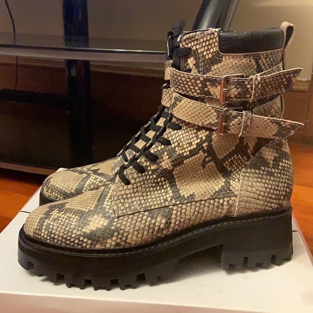 Dolce Vita Snake Print Combat Boots
